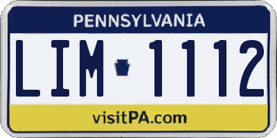PA license plate LIM1112