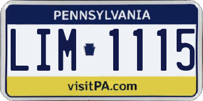PA license plate LIM1115