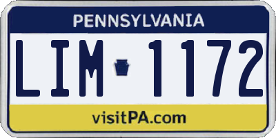 PA license plate LIM1172