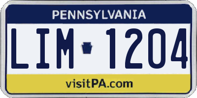 PA license plate LIM1204