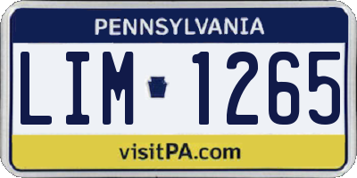 PA license plate LIM1265