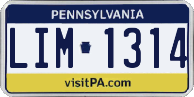 PA license plate LIM1314