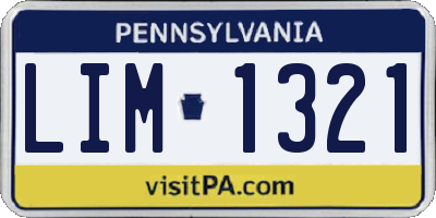 PA license plate LIM1321