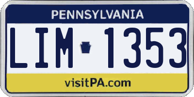 PA license plate LIM1353