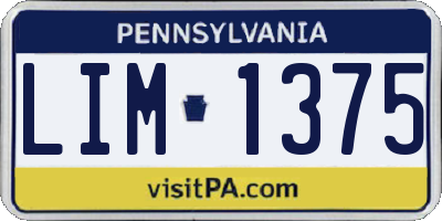 PA license plate LIM1375