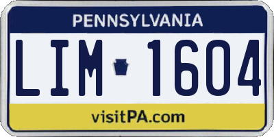 PA license plate LIM1604