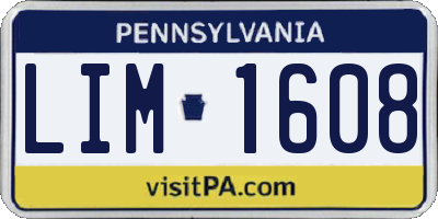 PA license plate LIM1608