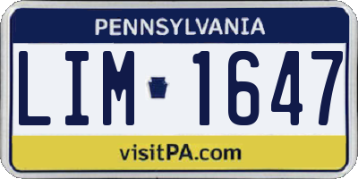 PA license plate LIM1647