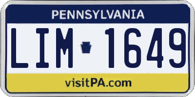PA license plate LIM1649