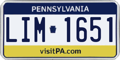 PA license plate LIM1651