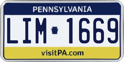PA license plate LIM1669