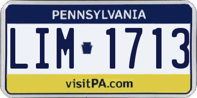 PA license plate LIM1713