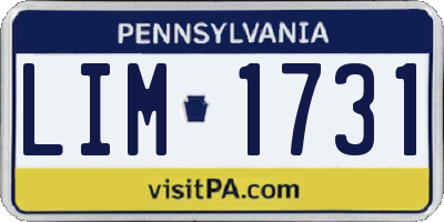 PA license plate LIM1731