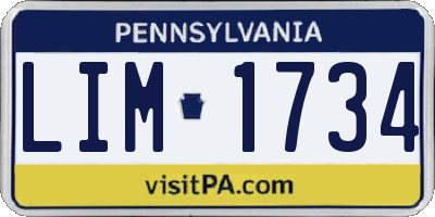 PA license plate LIM1734
