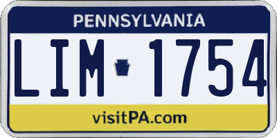 PA license plate LIM1754