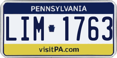 PA license plate LIM1763