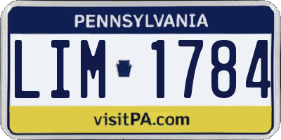 PA license plate LIM1784