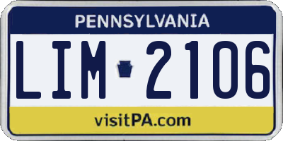 PA license plate LIM2106