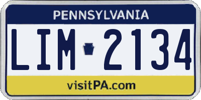 PA license plate LIM2134