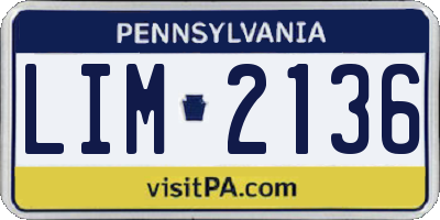 PA license plate LIM2136