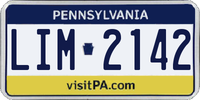 PA license plate LIM2142