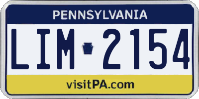 PA license plate LIM2154