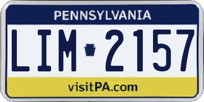 PA license plate LIM2157