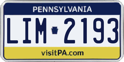 PA license plate LIM2193