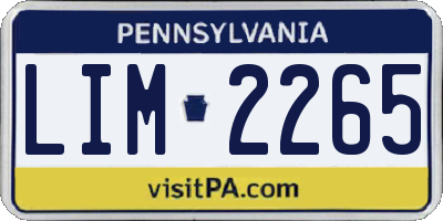PA license plate LIM2265