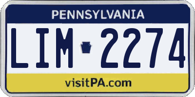 PA license plate LIM2274