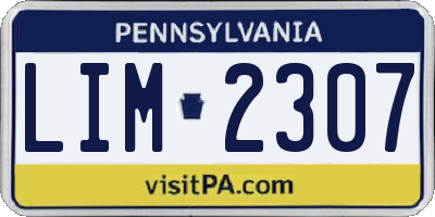 PA license plate LIM2307