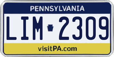 PA license plate LIM2309
