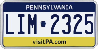 PA license plate LIM2325