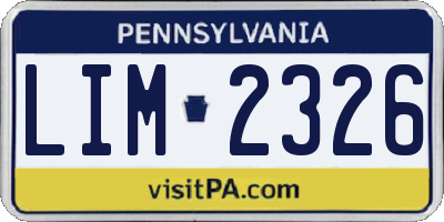PA license plate LIM2326