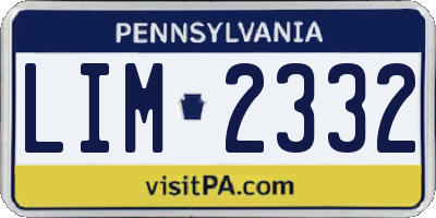 PA license plate LIM2332