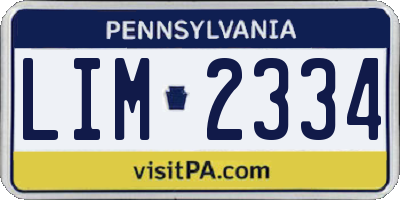 PA license plate LIM2334