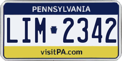PA license plate LIM2342