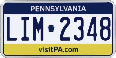PA license plate LIM2348