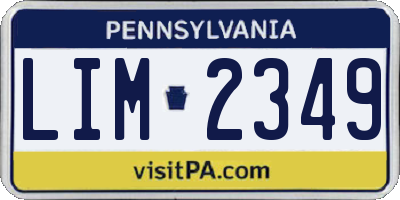 PA license plate LIM2349