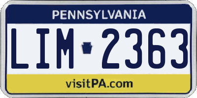 PA license plate LIM2363