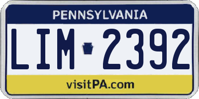 PA license plate LIM2392
