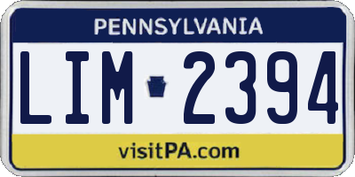 PA license plate LIM2394