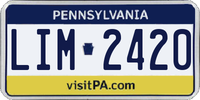 PA license plate LIM2420