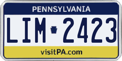 PA license plate LIM2423