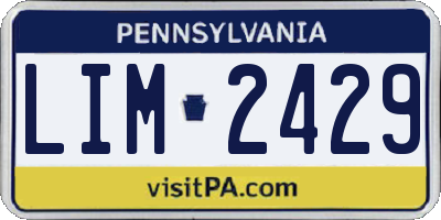 PA license plate LIM2429