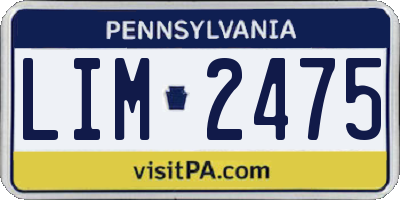 PA license plate LIM2475