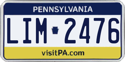 PA license plate LIM2476