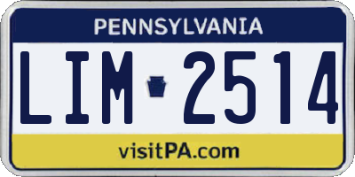 PA license plate LIM2514