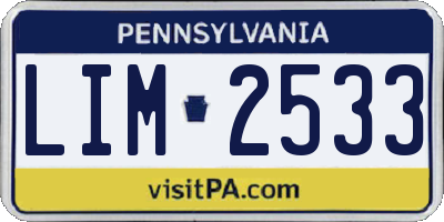 PA license plate LIM2533