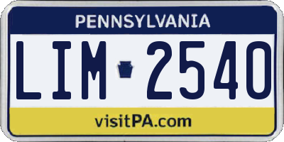 PA license plate LIM2540